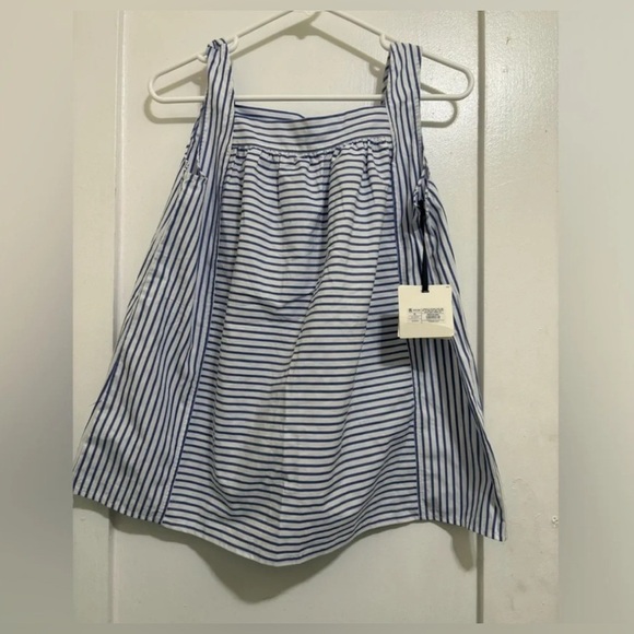 NEW Victoria Beckham Girls' Blue Stripe Poplin tank top size XL - Picture 3 of 5